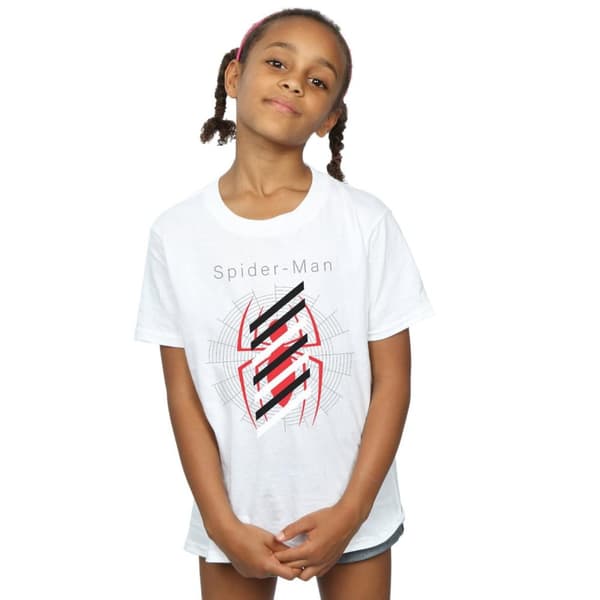 Marvel T-shirt i bomull med Spider-Man-logotyp och ränder för flickor