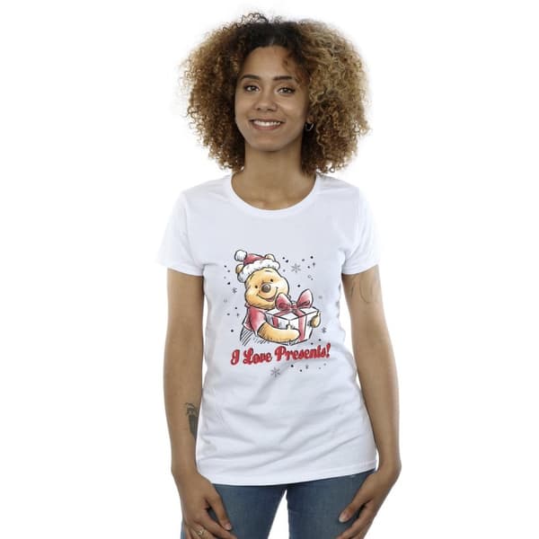 Disney Womens/Ladies Winnie The Pooh Love Presents Cotton T-Shirt