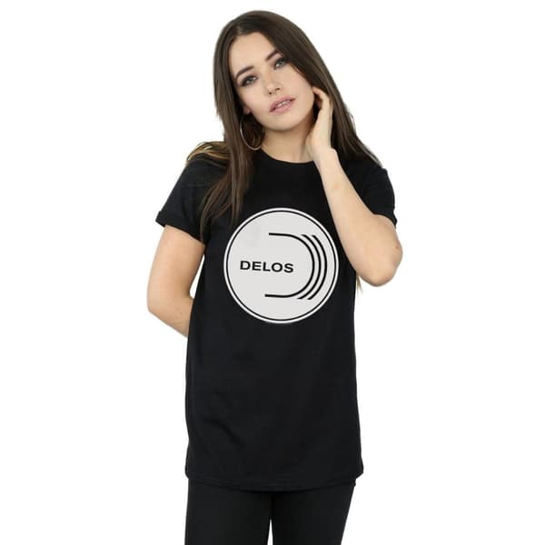 Westworld Dam / Dam Delos cirkulär logotyp bomull boyfriend t-shirt