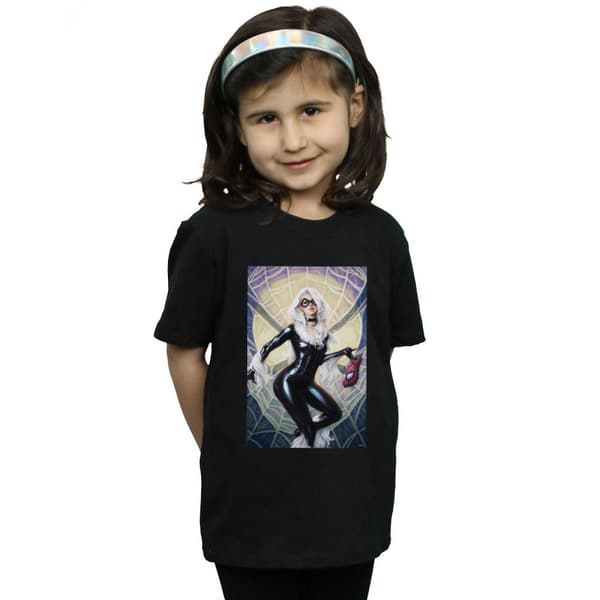 Marvel Girls Black Cat Artwork Cotton T-Shirt