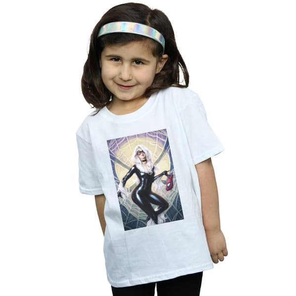 Marvel Girls Black Cat Artwork Cotton T-Shirt