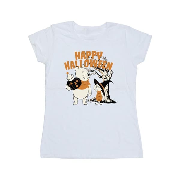 Disney Dam/Tjej Winnie The Pooh And Piglet Happy Halloween T-shirt i bomull White XXL
