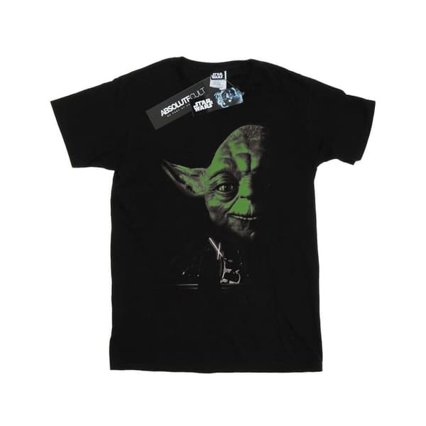 Star Wars Womens/Ladies Yoda Green Face Cotton T-Shirt Black L