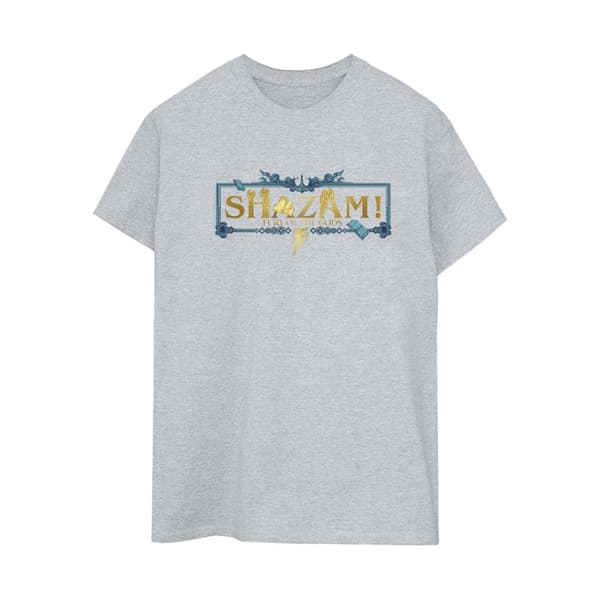 DC Comics Womens/Ladies Shazam Fury Of The Gods Golden Logo Cotton Boyfriend T-Shirt Sports Grey M