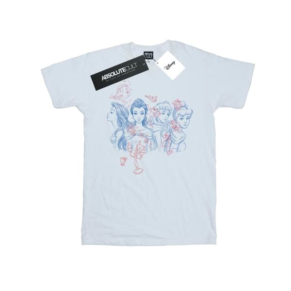 Disney Dam/dam Princess Sketch Boyfriend T-shirt i bomull