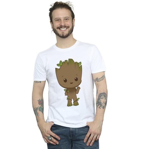 Marvel Mens I Am Groot Chibi Wave Pose T-Shirt