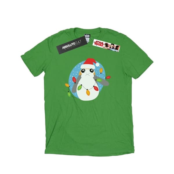 Star Wars Womens/Ladies The Last Jedi Porg Christmas Lights Cotton Boyfriend T-Shirt