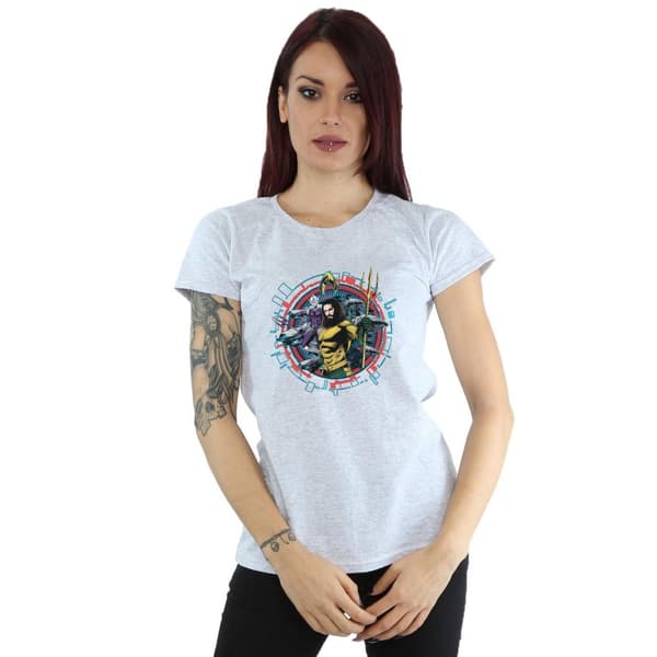 DC Comics Womens/Ladies Aquaman Circular Crest Cotton T-Shirt
