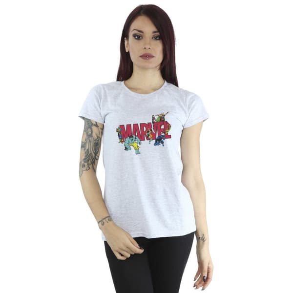 Marvel T-shirt i bomull med seriefigurer för damer/damer