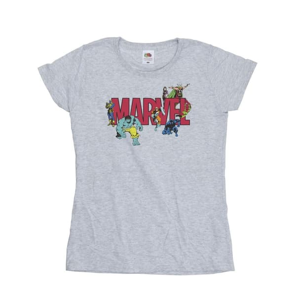 Marvel T-shirt i bomull med seriefigurer för damer/damer