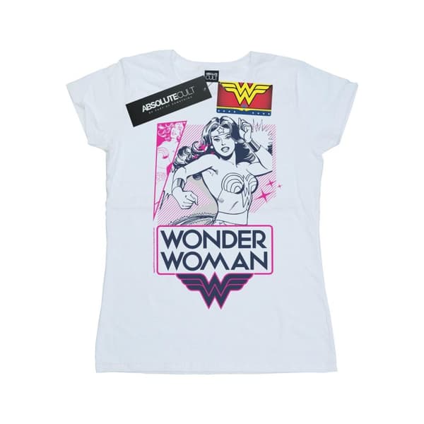 DC Comics Womens/Ladies Wonder Woman Pink Action Cotton T-Shirt