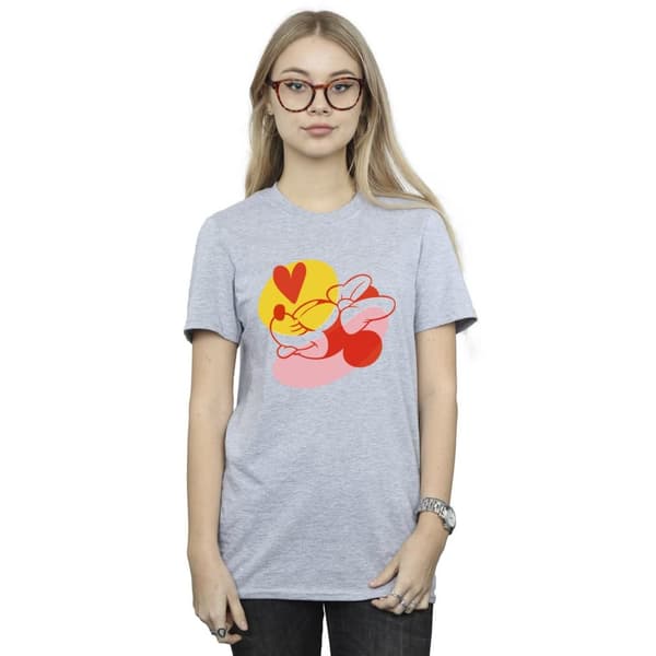 Disney Dam/kvinnor Minnie Mouse Tongue Heart Boyfriend T-shirt i bomull
