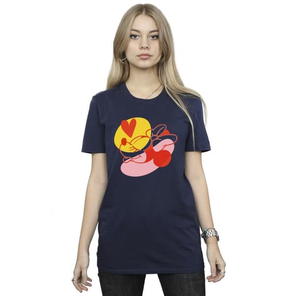 Disney Dam/kvinnor Minnie Mouse Tongue Heart Boyfriend T-shirt i bomull