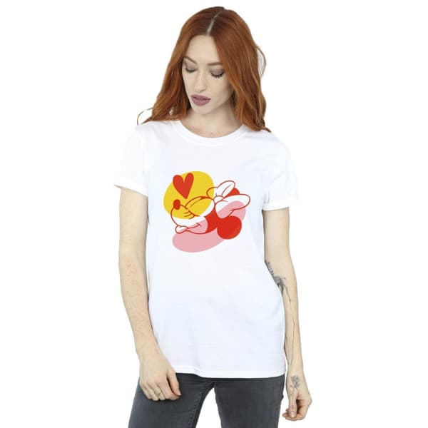 Disney Dam/kvinnor Minnie Mouse Tongue Heart Boyfriend T-shirt i bomull