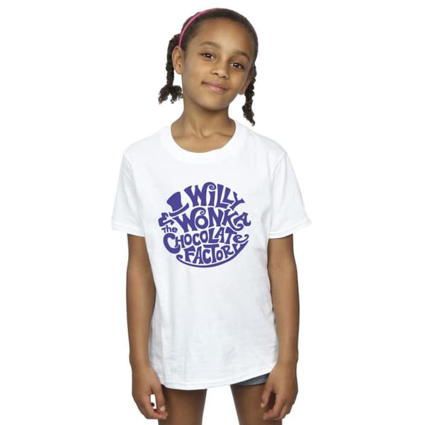 Willy Wonka & The Chocolate Factory T-shirt i bomull med typad logotyp för flickor