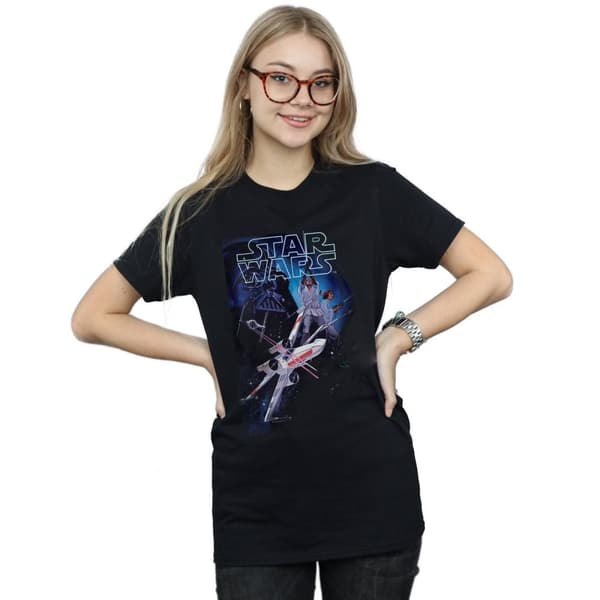 Star Wars Dam/Lady Flying Model Rocket Boyfriend T-shirt i bomull