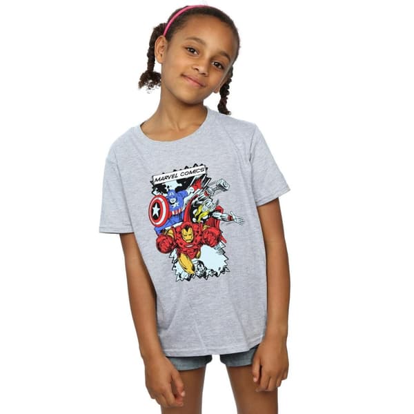 Marvel T-shirt i bomull med seriefigurer för flickor