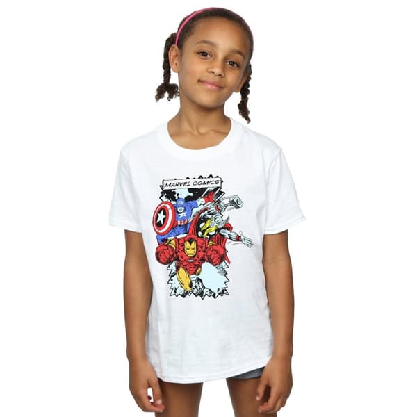 Marvel T-shirt i bomull med seriefigurer för flickor