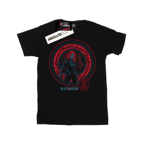 Marvel Girls Black Widow Movie Computer Globe Cotton T-Shirt