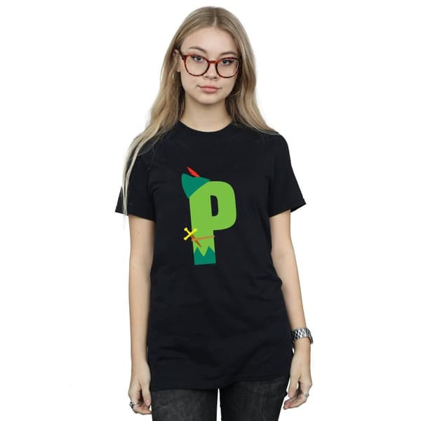 Disney Womens/Ladies Alphabet P Is For Peter Pan Cotton Boyfriend T-Shirt