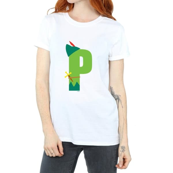 Disney Womens/Ladies Alphabet P Is For Peter Pan Cotton Boyfriend T-Shirt