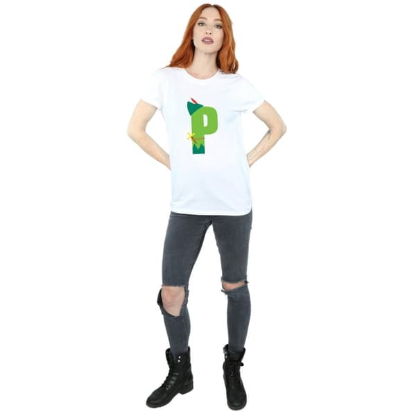 Disney Womens/Ladies Alphabet P Is For Peter Pan Cotton Boyfriend T-Shirt