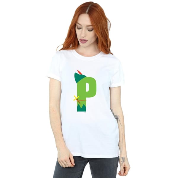 Disney Womens/Ladies Alphabet P Is For Peter Pan Cotton Boyfriend T-Shirt