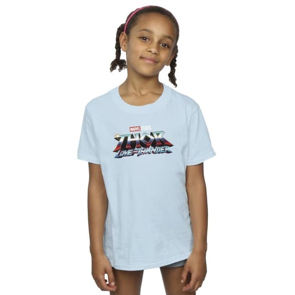 Marvel Girls Thor Love And Thunder Logo Cotton T-Shirt