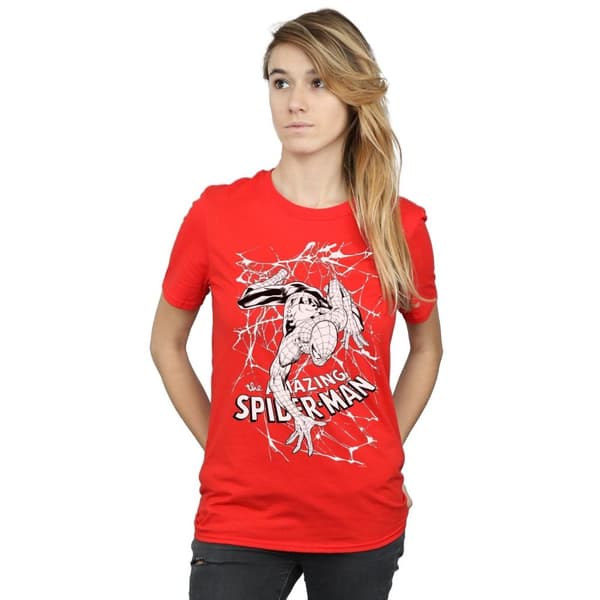 Marvel Dam/Tjej Spider-Man Web Crawler Boyfriend T-shirt i bomull