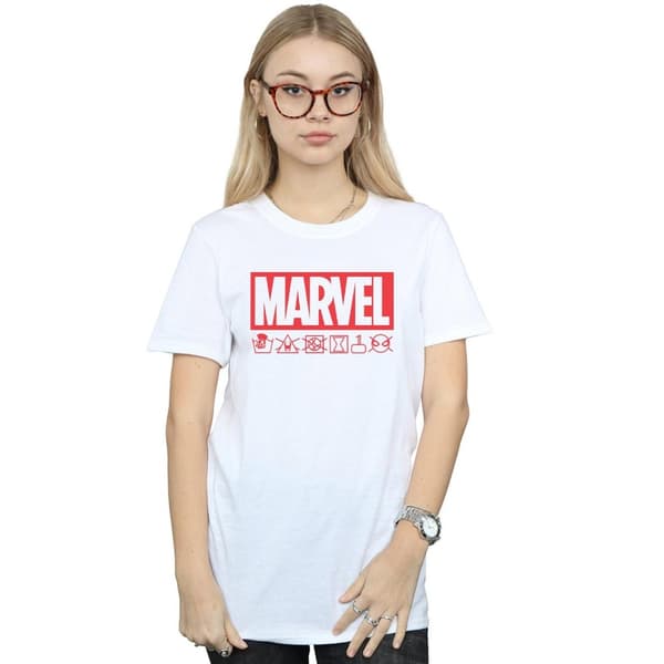 Marvel Dam/Lady Logo Tvättbar Bomull Boyfriend T-shirt
