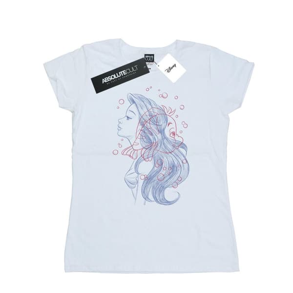 Disney Dam/dam Ariel Flounder Sketch T-shirt i bomull