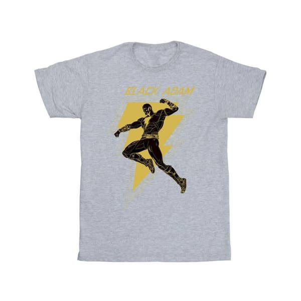 DC Comics T-shirt i bomull med bröst av Black Adam Golden Bolt för flickor