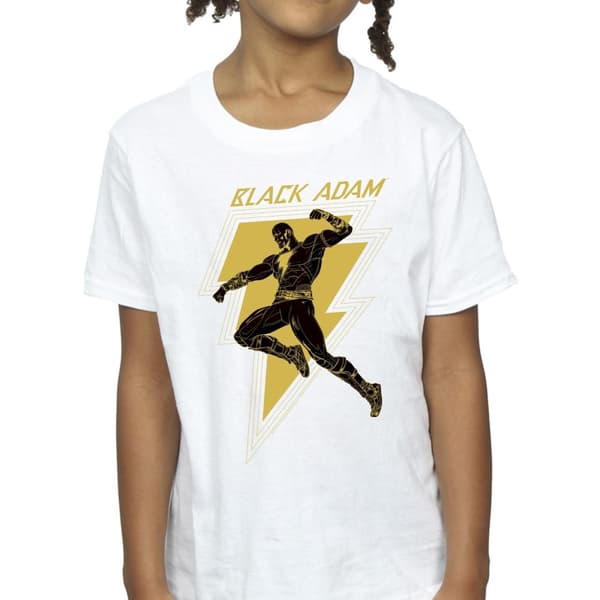 DC Comics T-shirt i bomull med bröst av Black Adam Golden Bolt för flickor