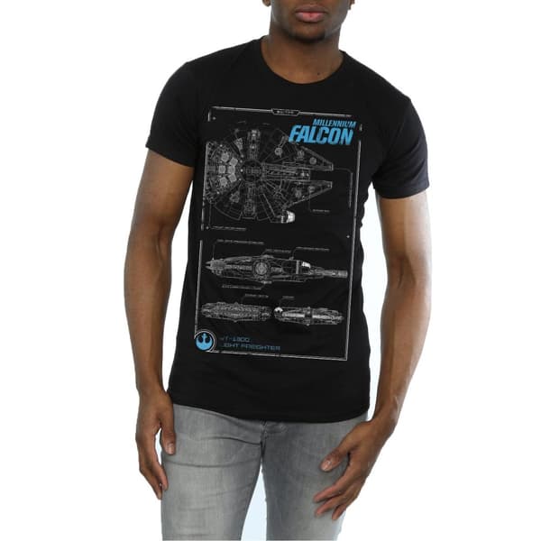 Star Wars Mens Force Awakens Millennium Falcon Manual T-Shirt
