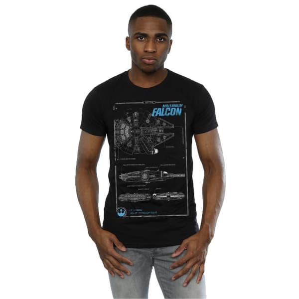 Star Wars Mens Force Awakens Millennium Falcon Manual T-Shirt