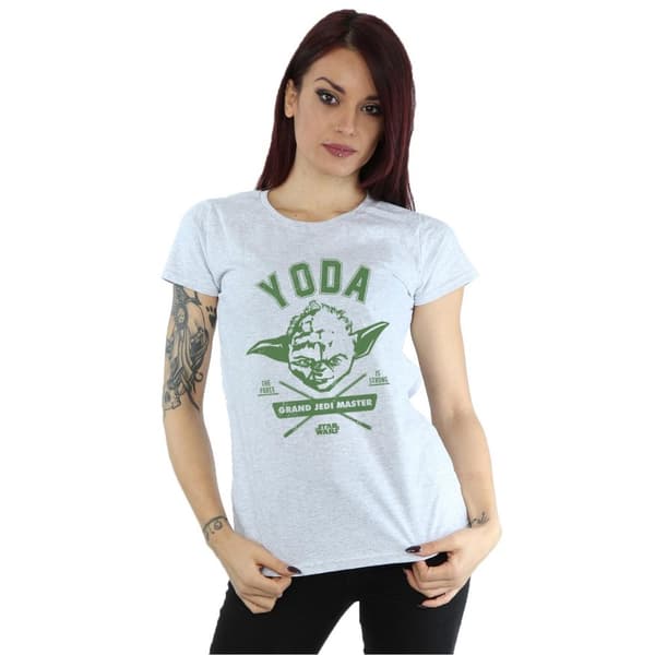 Star Wars Womens/Ladies Yoda Collegiate Cotton T-Shirt