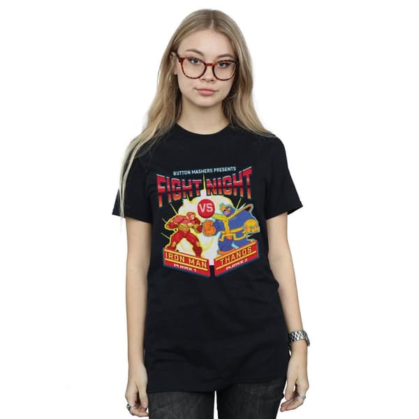Marvel Dam / Dam Fight Night Iron Man Vs Thanos Bomull Boyfriend T-shirt