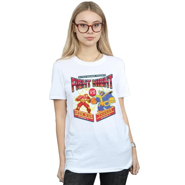 Marvel Dam / Dam Fight Night Iron Man Vs Thanos Bomull Boyfriend T-shirt