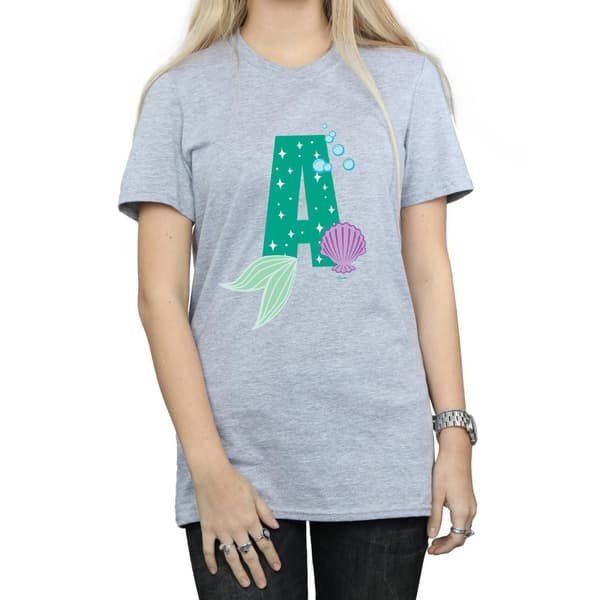 Disney Dam/kvinnor Alphabet A Is For Ariel Boyfriend T-shirt i bomull