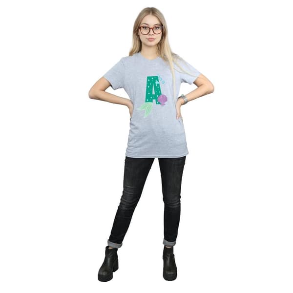 Disney Dam/kvinnor Alphabet A Is For Ariel Boyfriend T-shirt i bomull