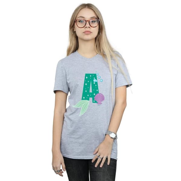Disney Dam/kvinnor Alphabet A Is For Ariel Boyfriend T-shirt i bomull