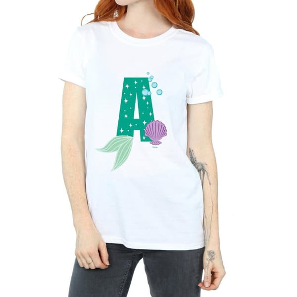 Disney Dam/kvinnor Alphabet A Is For Ariel Boyfriend T-shirt i bomull