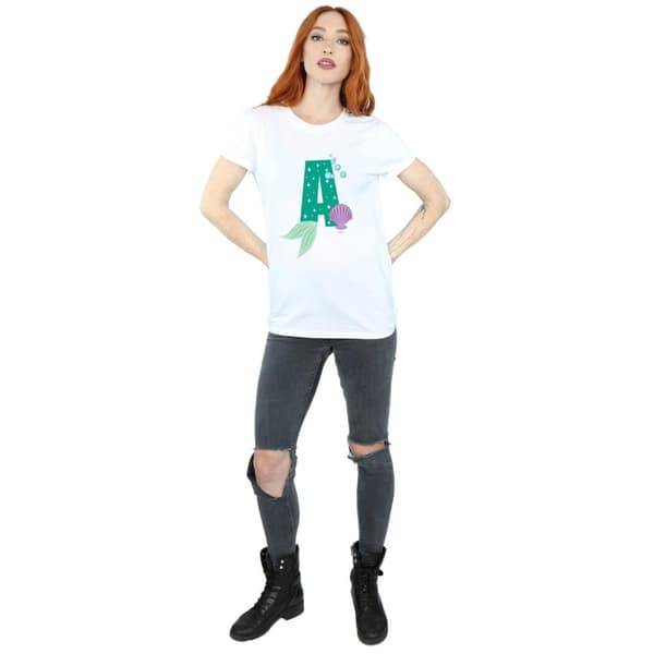 Disney Dam/kvinnor Alphabet A Is For Ariel Boyfriend T-shirt i bomull