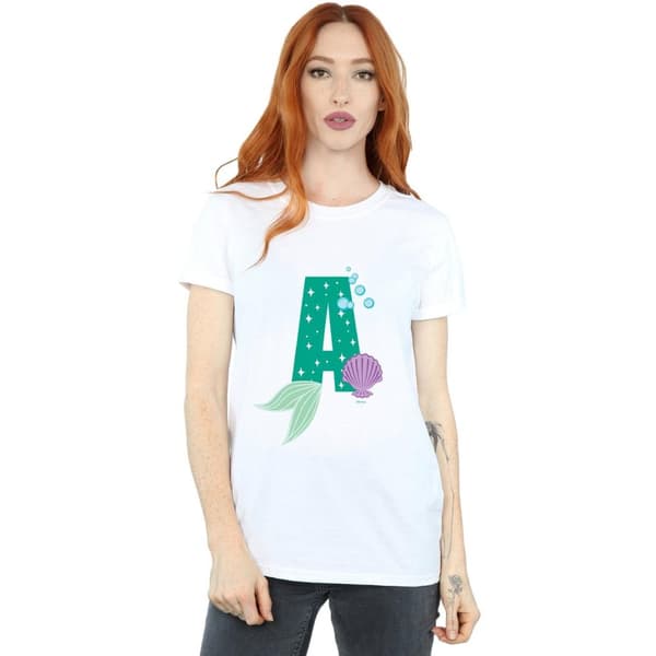 Disney Dam/kvinnor Alphabet A Is For Ariel Boyfriend T-shirt i bomull