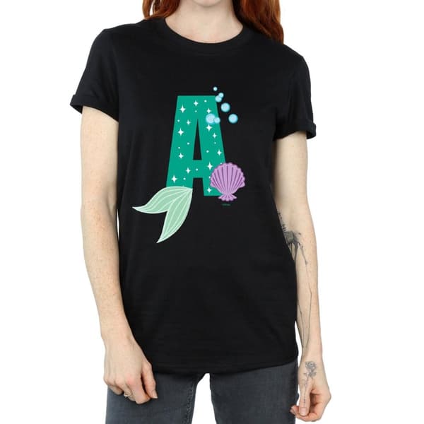 Disney Dam/kvinnor Alphabet A Is For Ariel Boyfriend T-shirt i bomull