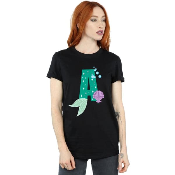 Disney Dam/kvinnor Alphabet A Is For Ariel Boyfriend T-shirt i bomull