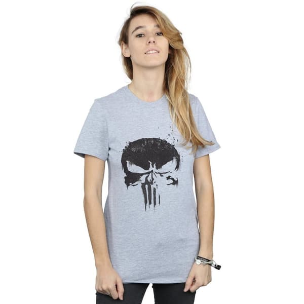 Marvel Dam/Tjej The Punisher TV Skull Logo Boyfriend T-shirt i bomull