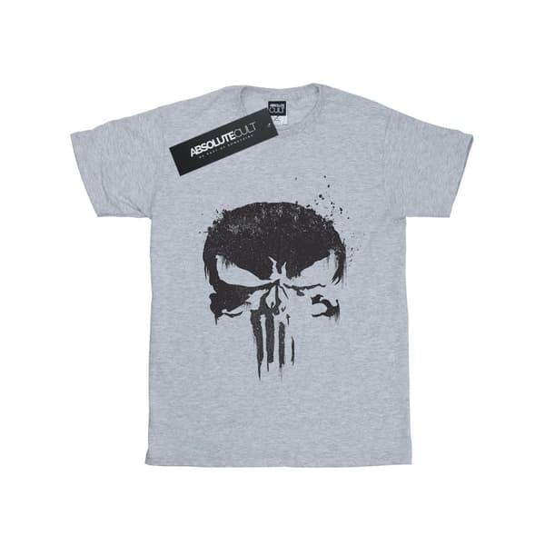 Marvel Dam/Tjej The Punisher TV Skull Logo Boyfriend T-shirt i bomull Sports Grey XXL