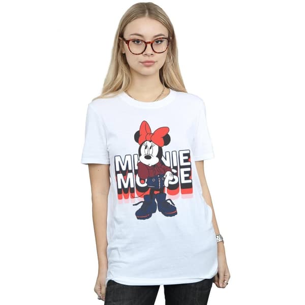 Disney Womens/Ladies Minnie Mouse In Hoodie Cotton Boyfriend T-Shirt