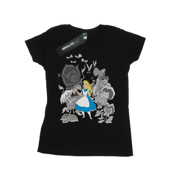 Disney Dam/Tjej Alice i underlandet blommor bomull boyfriend t-shirt